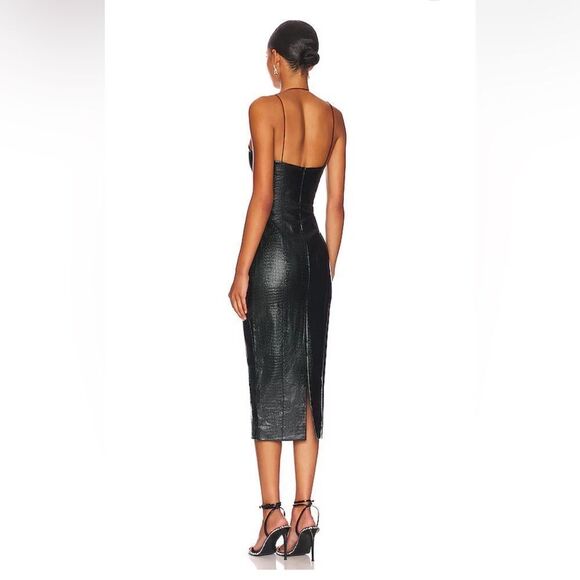 NWT Misha Revolve Dress Tiffany Black faux leather mini sheath Sz 2 - Picture 3 of 12